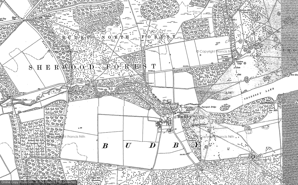 Old Map of Historic Map covering Budby North Forest in 1884
