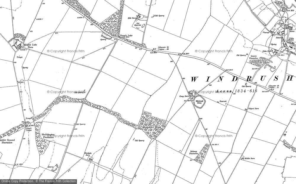 Old Map of Historic Map covering Windrush Camp in 1882