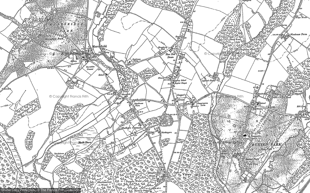Old Map of Historic Map covering Buxted Park in 1873