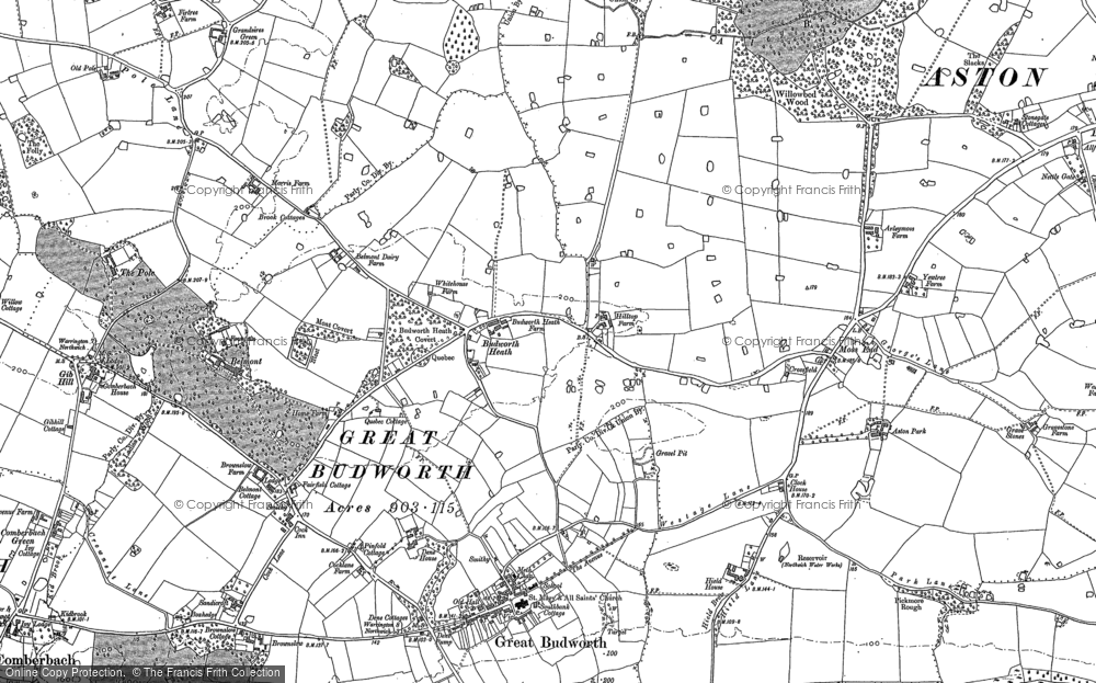 Old Map of Historic Map covering Brownslow Ho in 1897