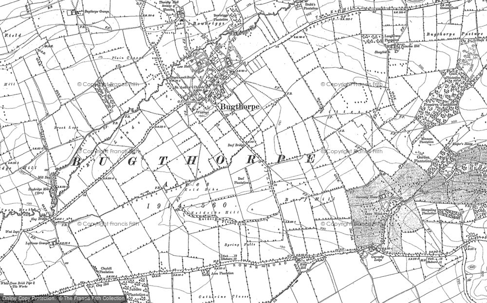 Old Map of Historic Map covering Bugthorpe Beck in 1891