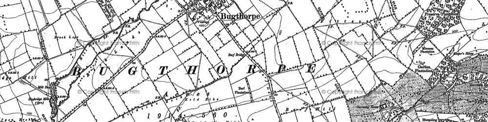 Old map of Bugthorpe Grange in 1891