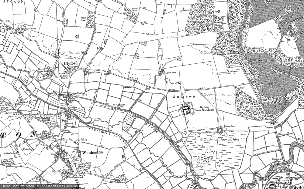 Old Map of Historic Map covering Blower's Common in 1883
