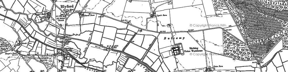 Old map of Bulcamp in 1883