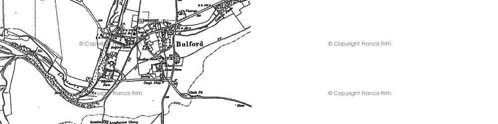 Old map of Bulford in 1899