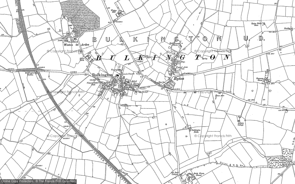 Old Map of Historic Map covering Ryton in 1886