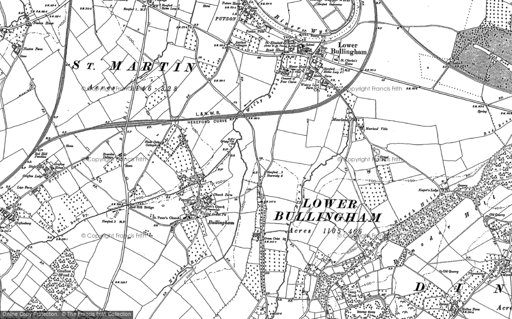 Old Map of Bullinghope, 1886 in 1886