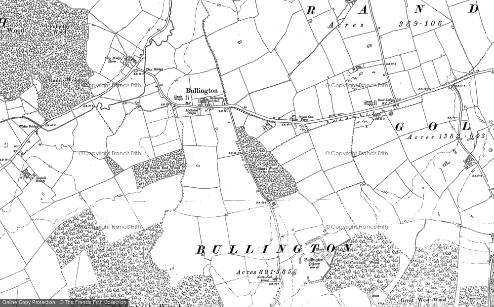 Old Map of Bullington, 1886 in 1886