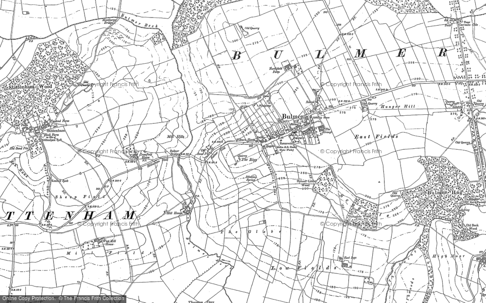 Old Map of Historic Map covering Bulmer Beck in 1889