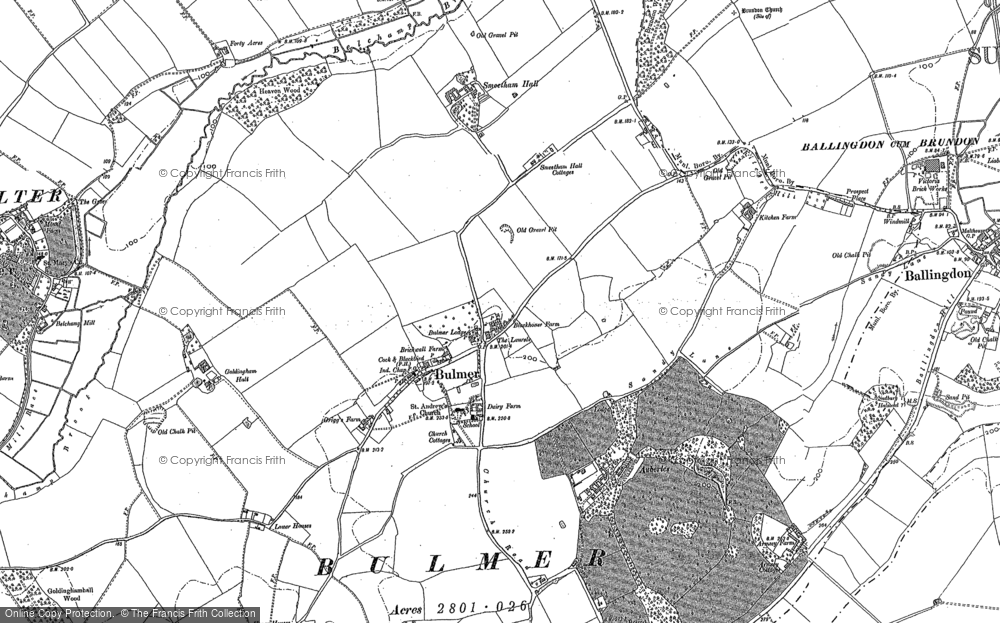 Old Map of Historic Map covering Belchamp Brook in 1896