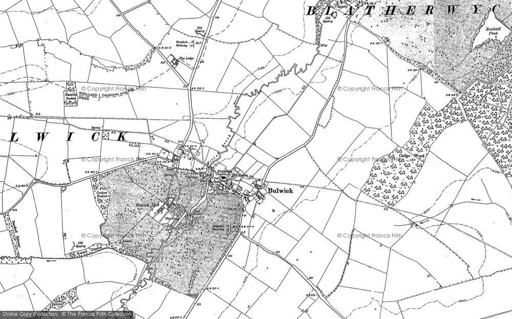 Old Map of Historic Map covering Bulwick Lodge in 1884