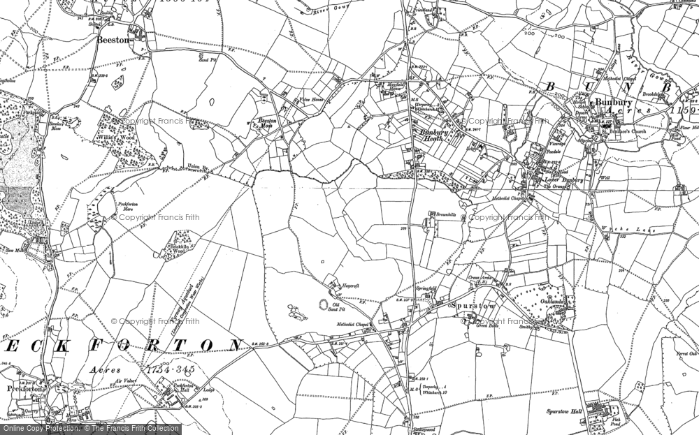 Old Map of Historic Map covering Beeston Moss in 1897