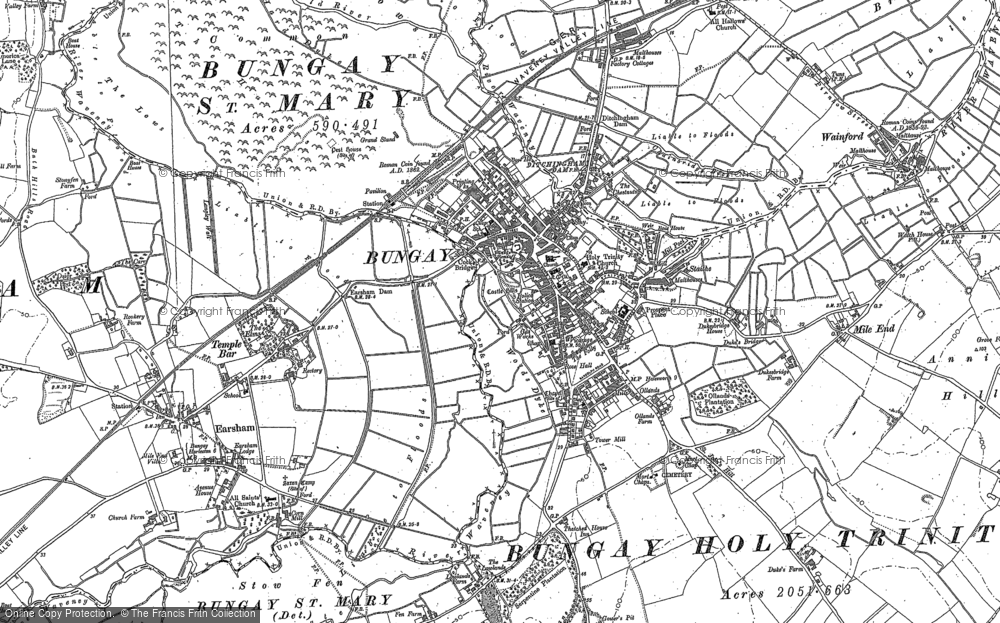 Old Map of Bungay, 1903 in 1903