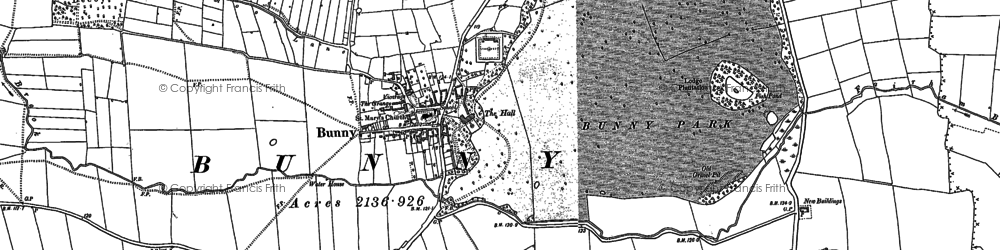 Old map of Bunny in 1883