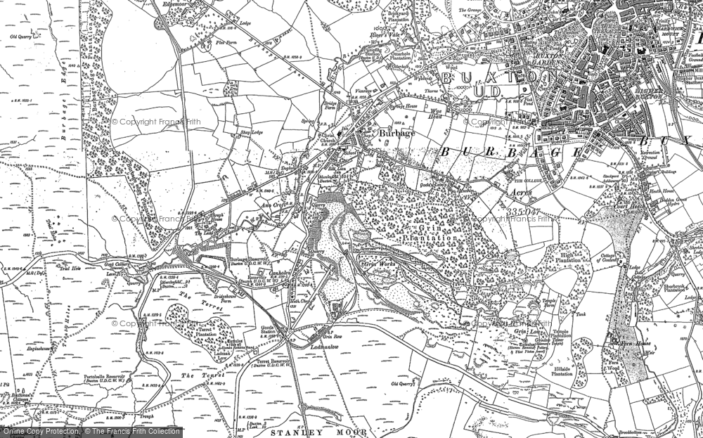 Old Map of Historic Map covering Wild Moor in 1879