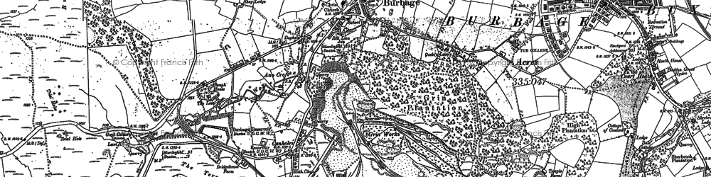 Old map of Burbage Edge in 1879