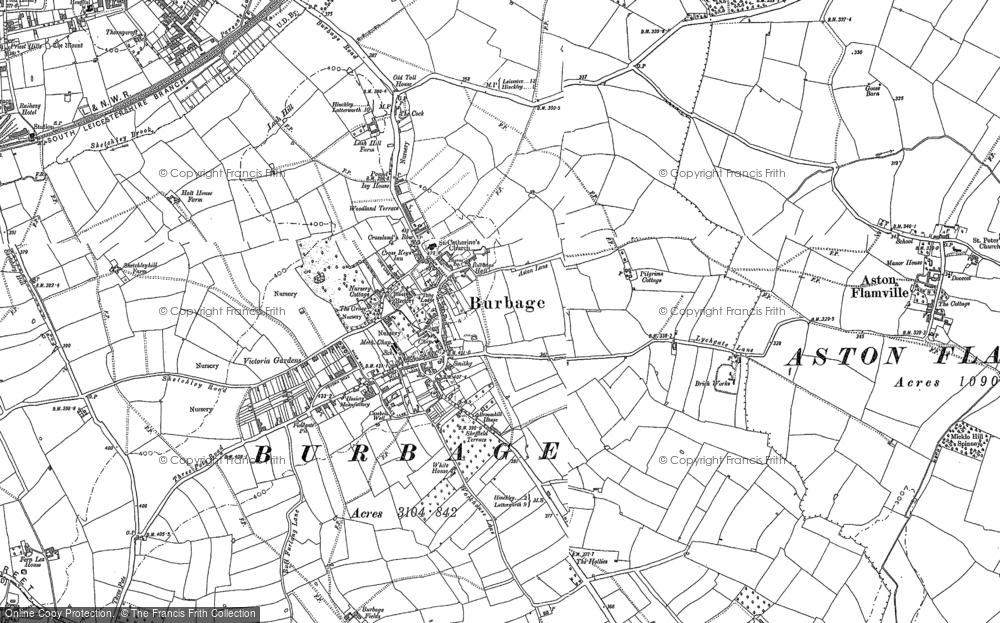 Old Map of Historic Map covering Burbage Ho in 1886