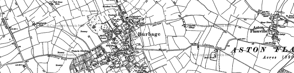 Old map of Burbage in 1886