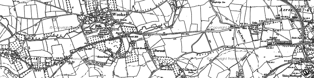 Old map of Burcott in 1884