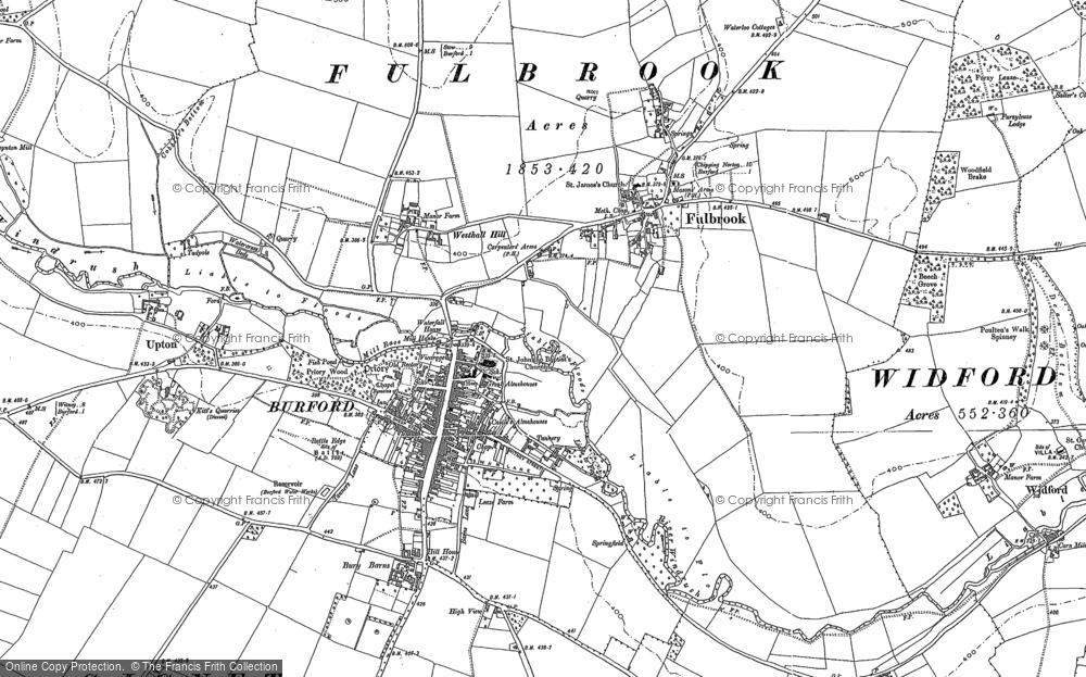 Old Map of Burford, 1889 - 1898 in 1889