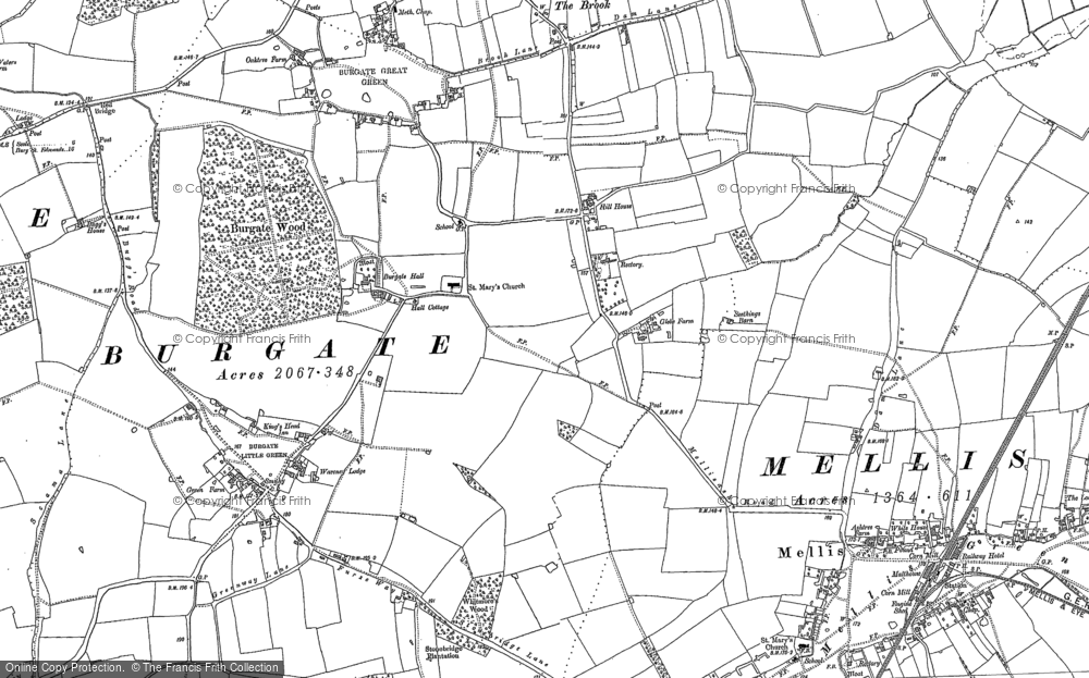 Old Map of Historic Map covering Botesdale Lodge in 1903