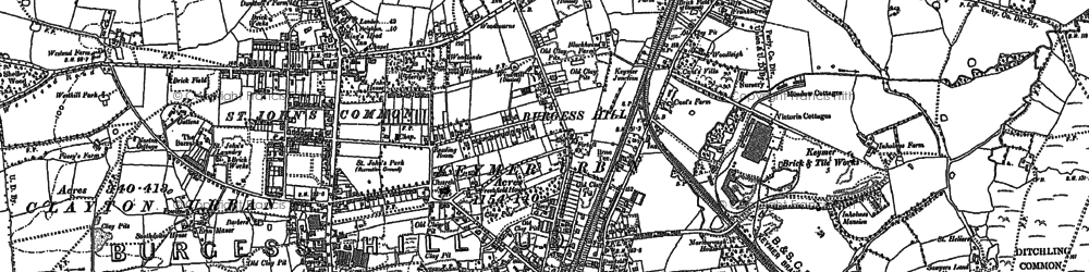 Old map of Burgess Hill in 1896