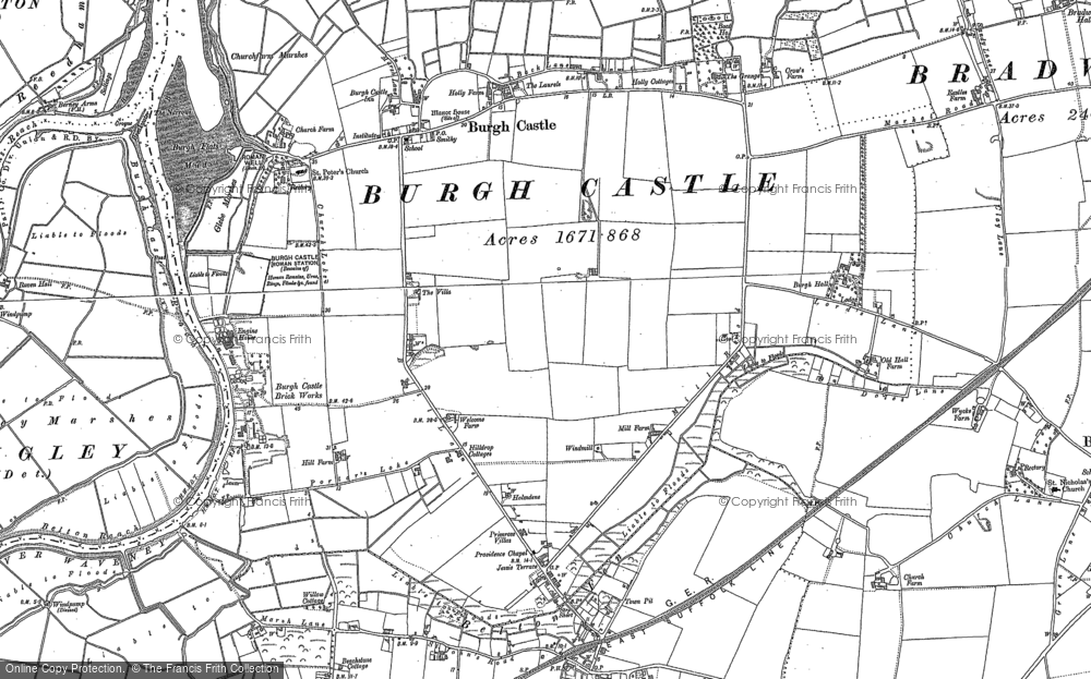 Old Map of Historic Map covering Burgh Castle Reach in 1904