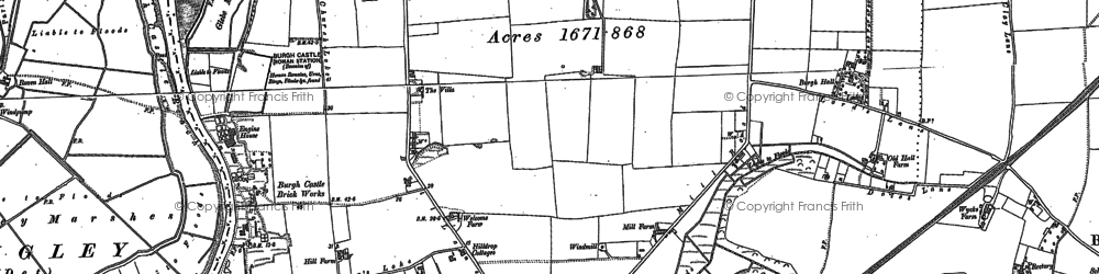 Old map of Burgh Castle Marshes in 1904