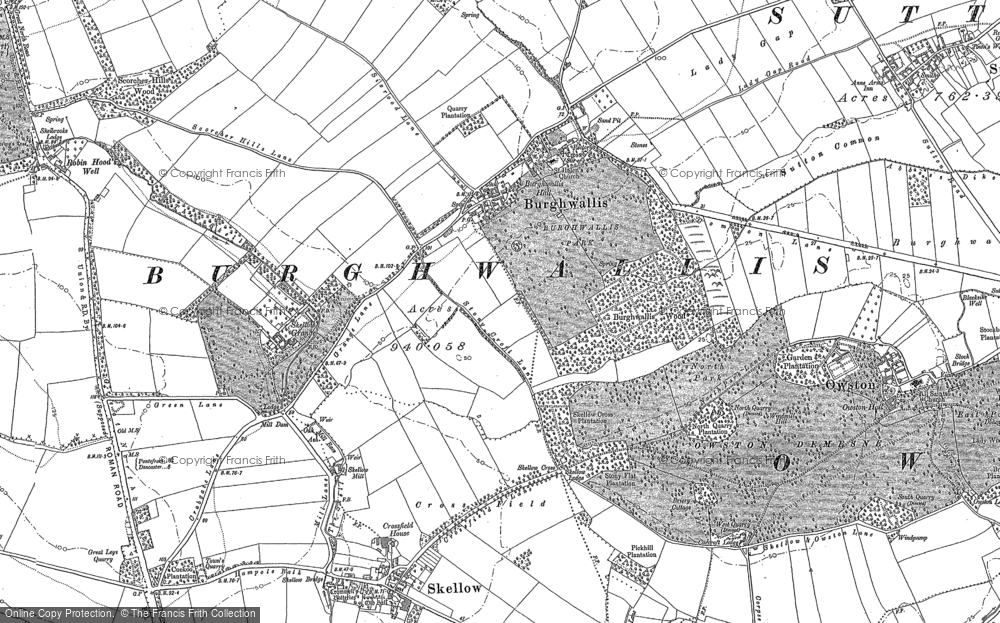 Old Map of Historic Map covering Burghwallis Grange in 1891