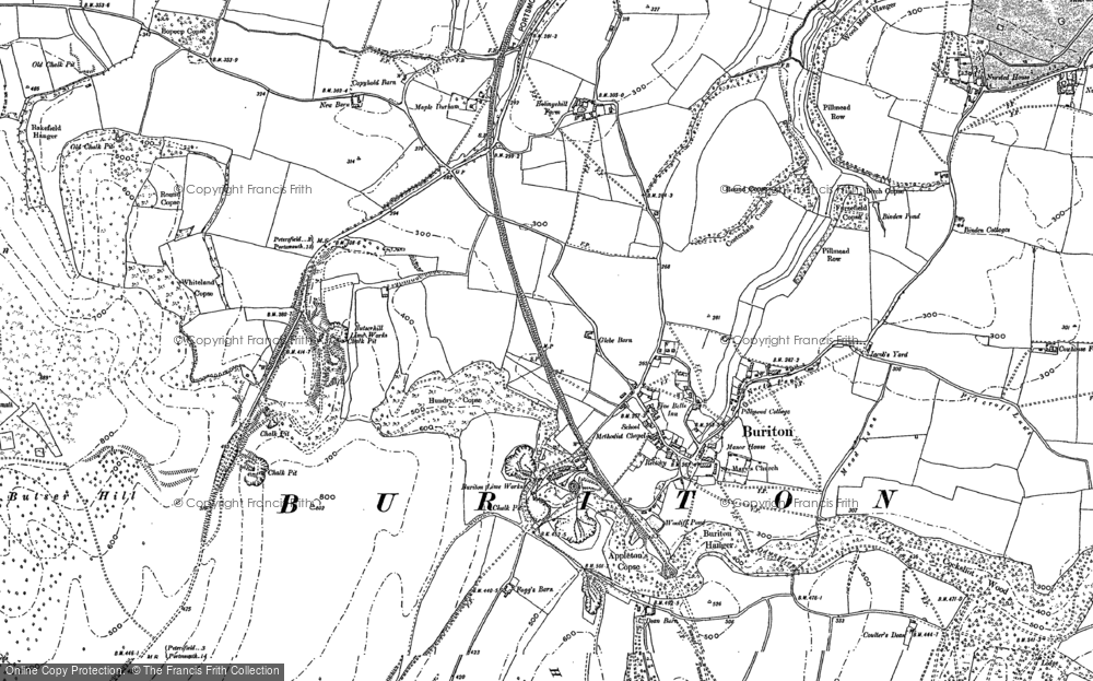 Old Map of Buriton, 1908 in 1908