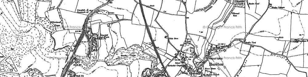 Old map of Buriton in 1908