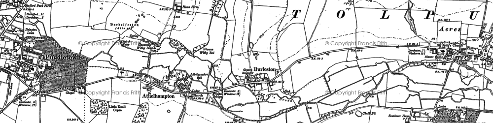 Old map of Burleston in 1885