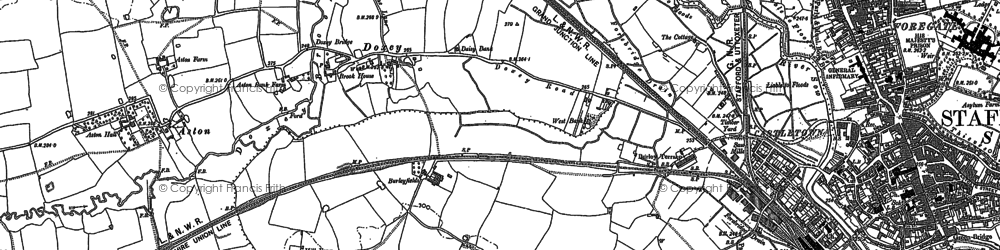 Old map of Doxey in 1880