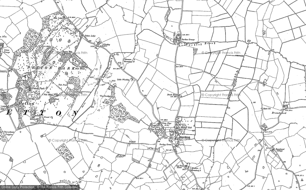 Old Map of Historic Map covering Burlton Grange in 1880