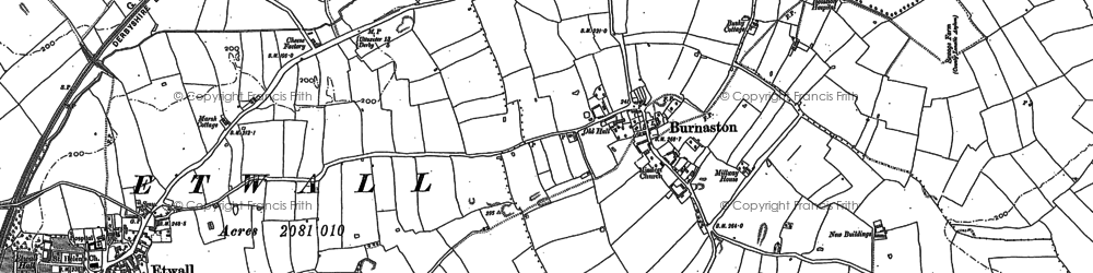Old map of Burnaston in 1881