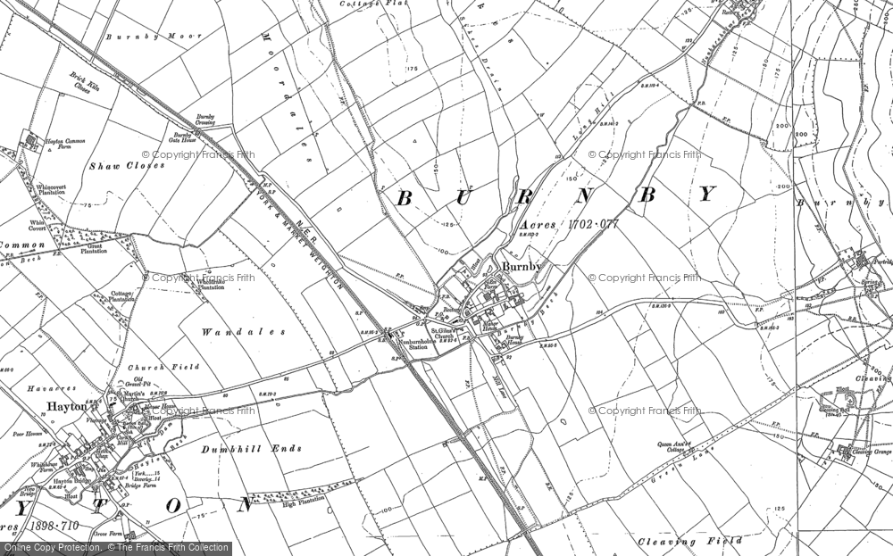 Old Map of Burnby, 1890 in 1890