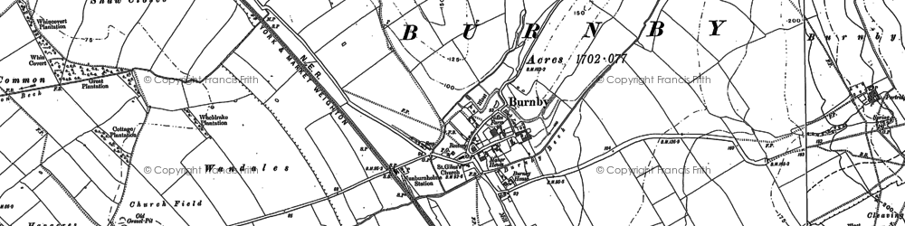 Old map of Burnby in 1890