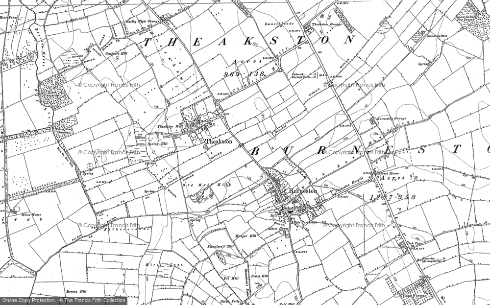 Old Map of Burneston, 1891 in 1891
