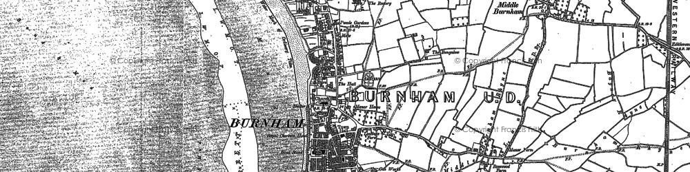 Old map of Burnham-on-Sea in 1884