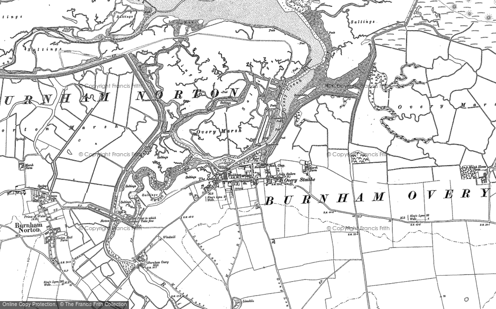 Old Map of Burnham Overy Staithe, 1886 - 1904 in 1886