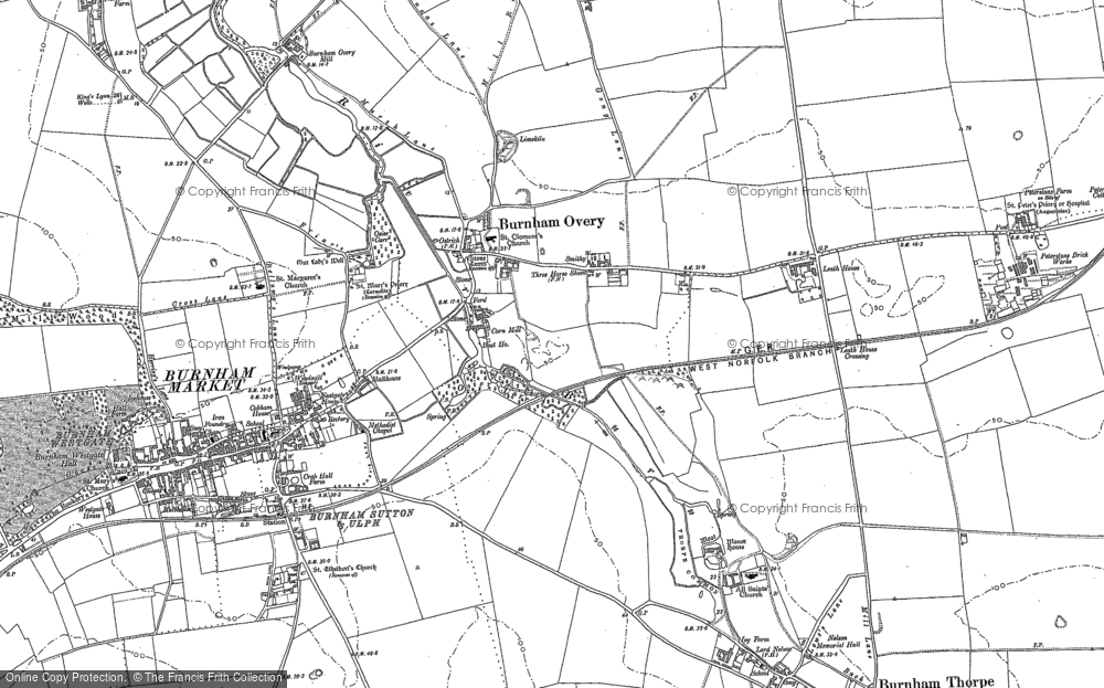 Old Map of Burnham Overy Town, 1886 in 1886