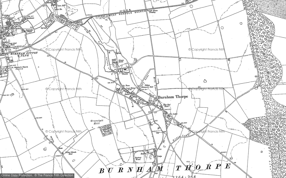 Old Map of Burnham Thorpe, 1886 in 1886