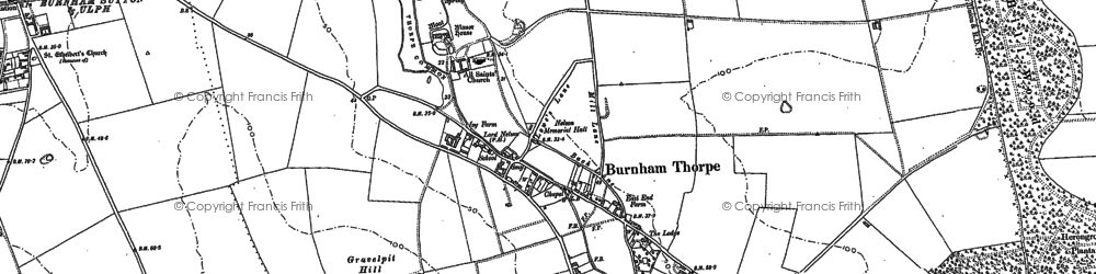 Old map of Burnham Thorpe in 1886