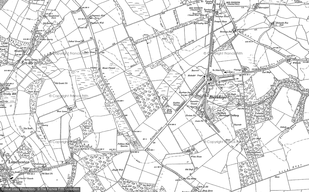 Old Map of Burnhope, 1895 in 1895