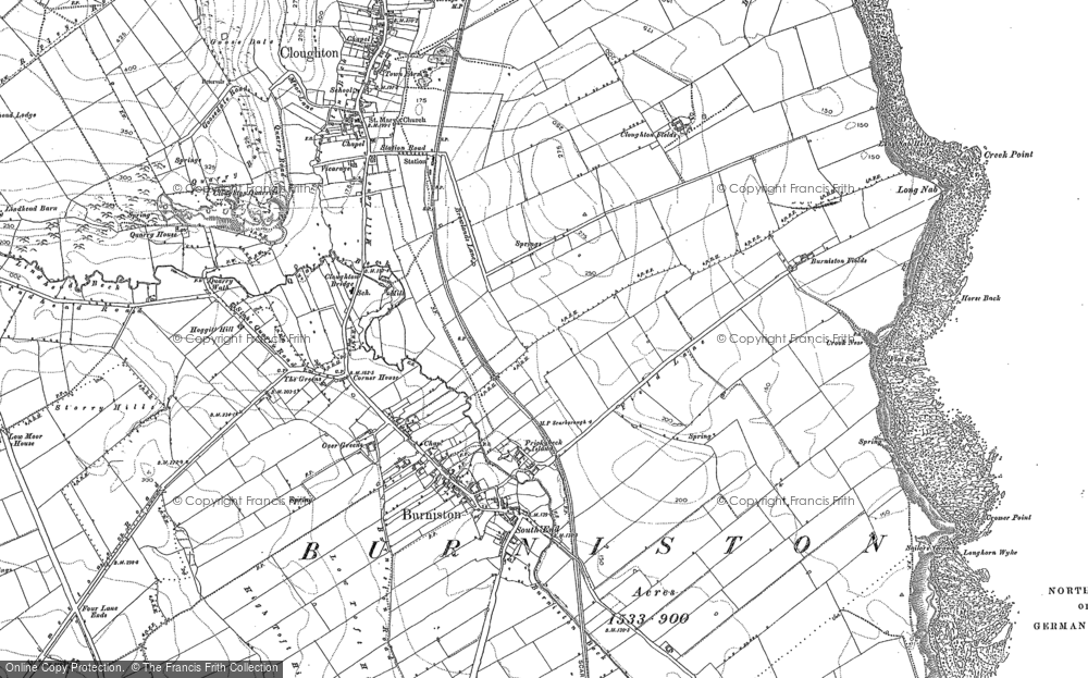 Old Map of Burniston, 1910 in 1910