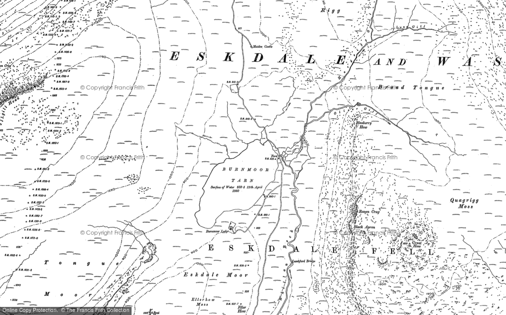Old Map of Burnmoor Tarn, 1897 - 1898 in 1897