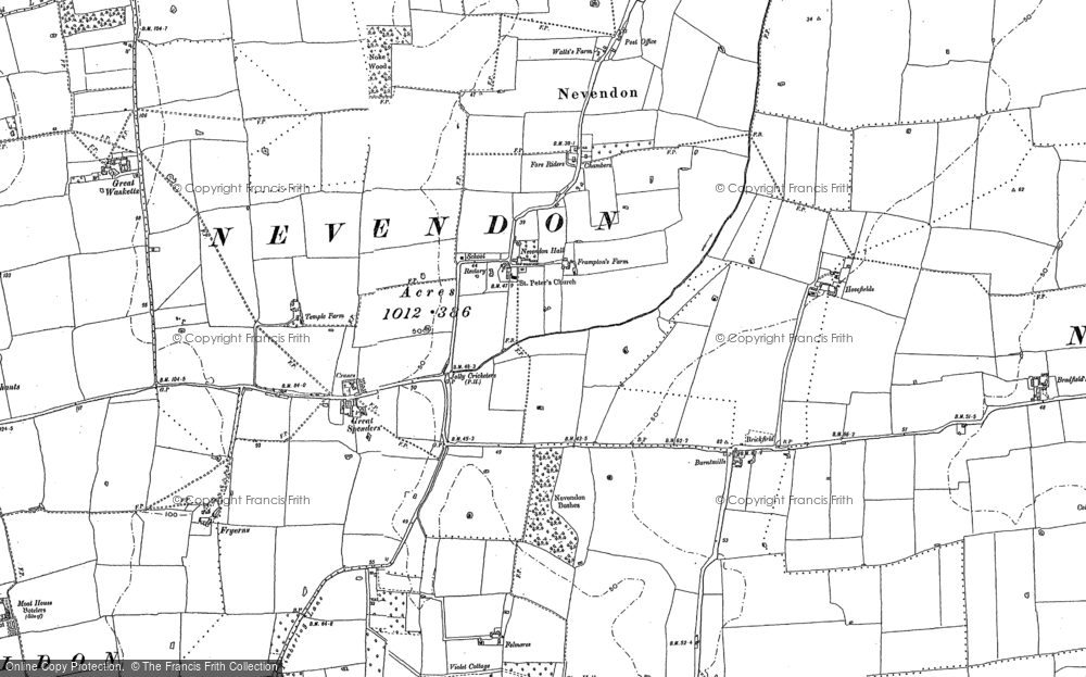 Old Map of Burnt Mills, 1895 in 1895