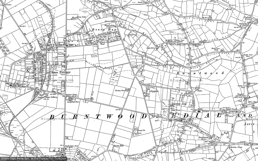 Old Map of Burntwood, 1882 - 1883 in 1882