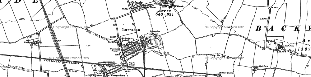 Old map of Burradon in 1895