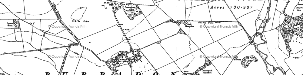 Old map of Burradon in 1896